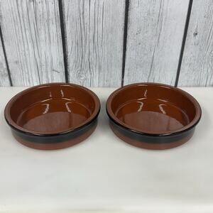 Set of 2 CERMER Ramekins Terra Cotta Pottery Dish Bowl 4.5" x 1.25"